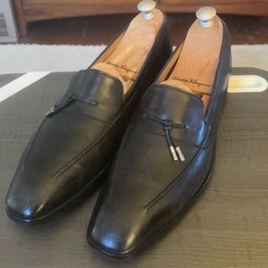 JOHN LOBB FOXTON Black Calfskin Ornamented Vamp Men's Loafers Size 9.5 D.